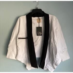 NWT Chaser Black and White Crop Cardigan Large